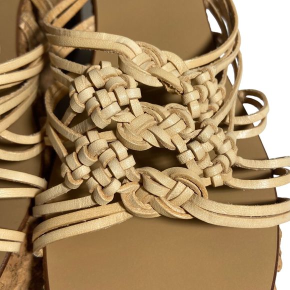 Vicini Tapeet Natural Cork Wedge US 7 EU 37.5 Beige Platform Made in Italy NEW - Picture 10 of 16